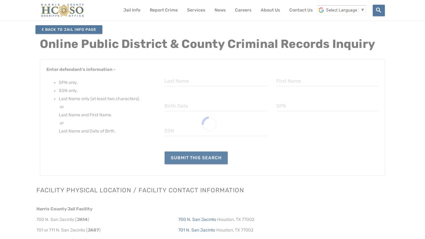 Online Public District & County Criminal Records Inquiry—Harris County ...