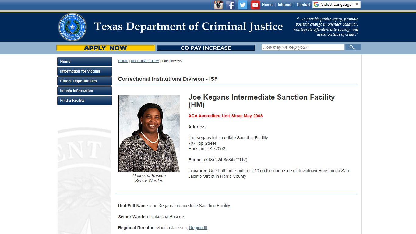 Unit Directory - Texas Department of Criminal Justice